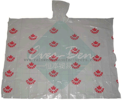 PE custom printed rain ponchos in bulk